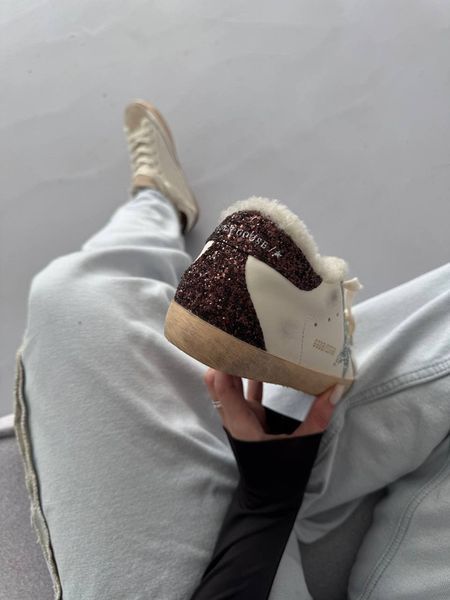 Golden Goose Superstar White / Silver / Brown Sparkles Fur 1476 фото