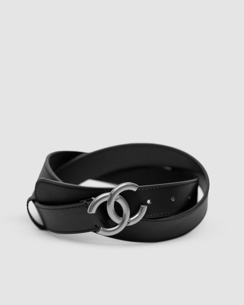 Chanel Leather Belt Black/Silver 66147 фото