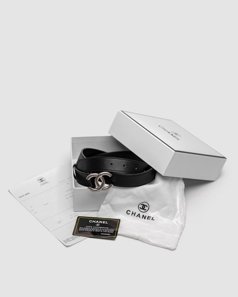 Chanel Leather Belt Black/Silver 66147 фото