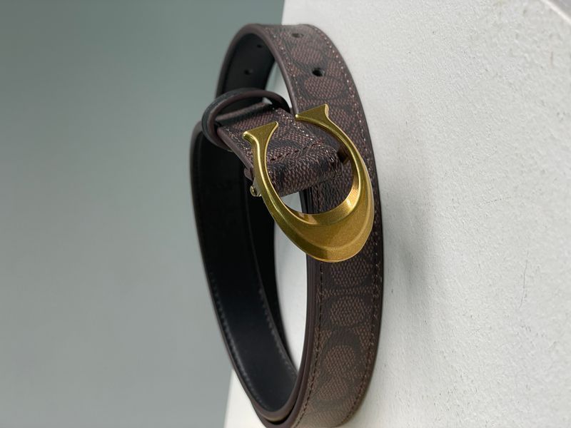 Coach Sculpted C Buckle Belt Brown  66132 фото