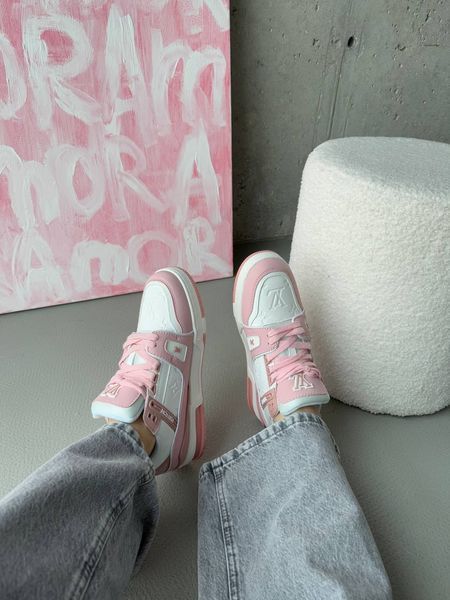 Louis Vuitton Trainer Sneaker White / Pink R035 фото