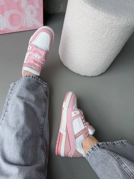Louis Vuitton Trainer Sneaker White / Pink R035 фото