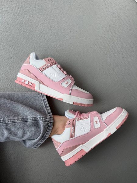 Louis Vuitton Trainer Sneaker White / Pink R035 фото