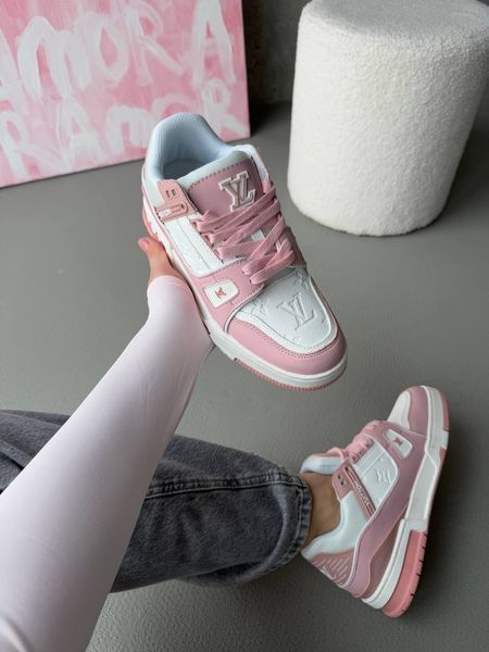 Louis Vuitton Trainer Sneaker White / Pink R035 фото